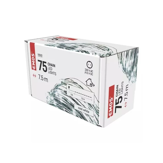 Kültéri nano fényfüzér (75 LED/7,5 méter) időzítővel - hideg fehér